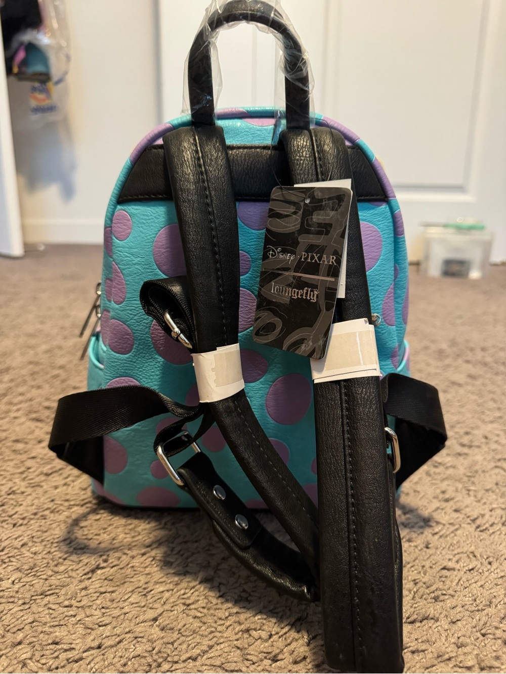 NWT Loungefly Disney Pixar Sulley Mini Backpack - Teal & Purple - Picture 4 of 8